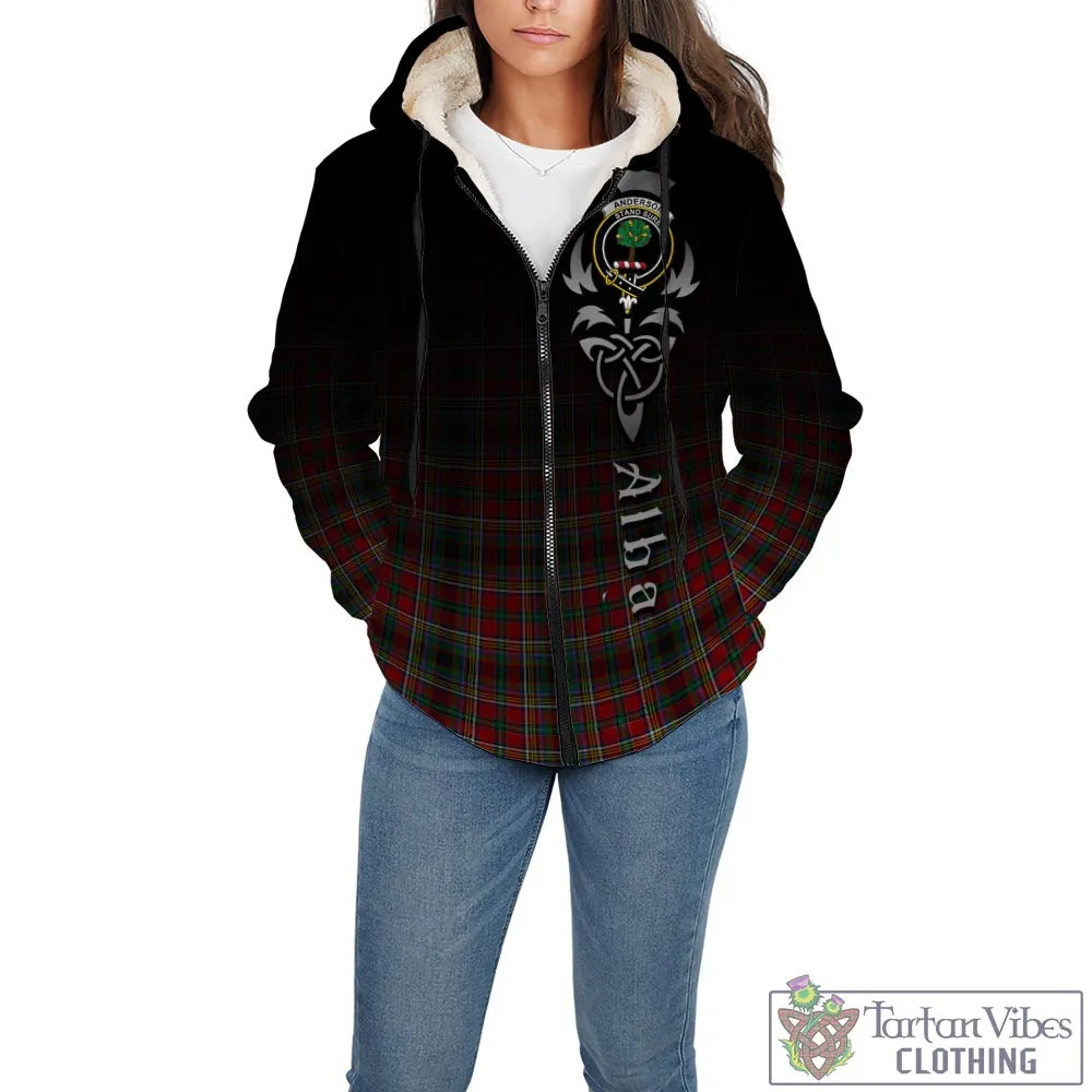 Anderson of Arbrake Tartan Sherpa Hoodie Featuring Alba Gu Brath Family Crest Celtic Inspired