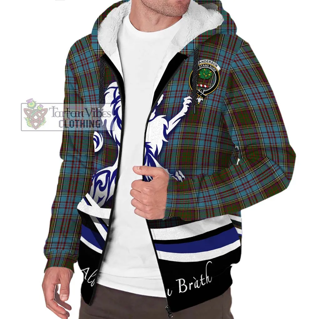 Anderson Tartan Sherpa Hoodie with Alba Gu Brath Regal Lion Emblem