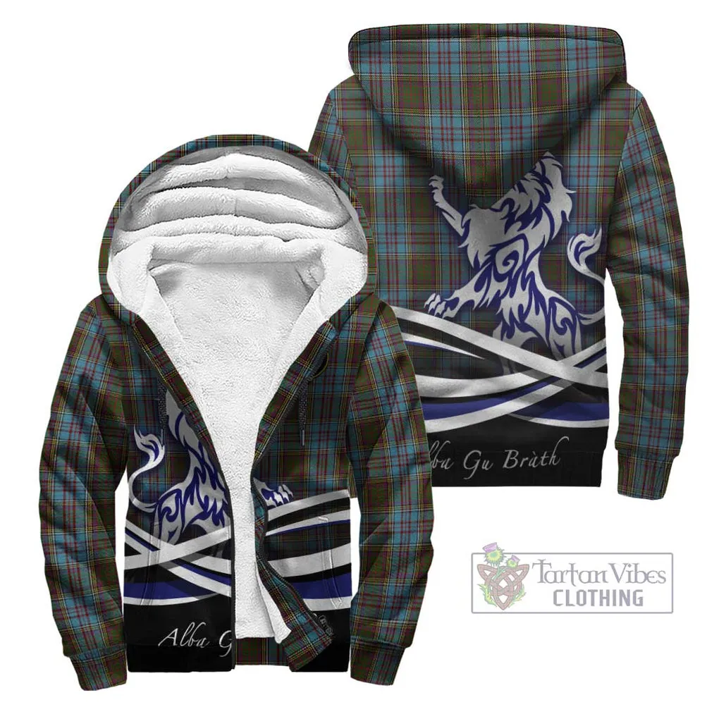 Anderson Tartan Sherpa Hoodie with Alba Gu Brath Regal Lion Emblem