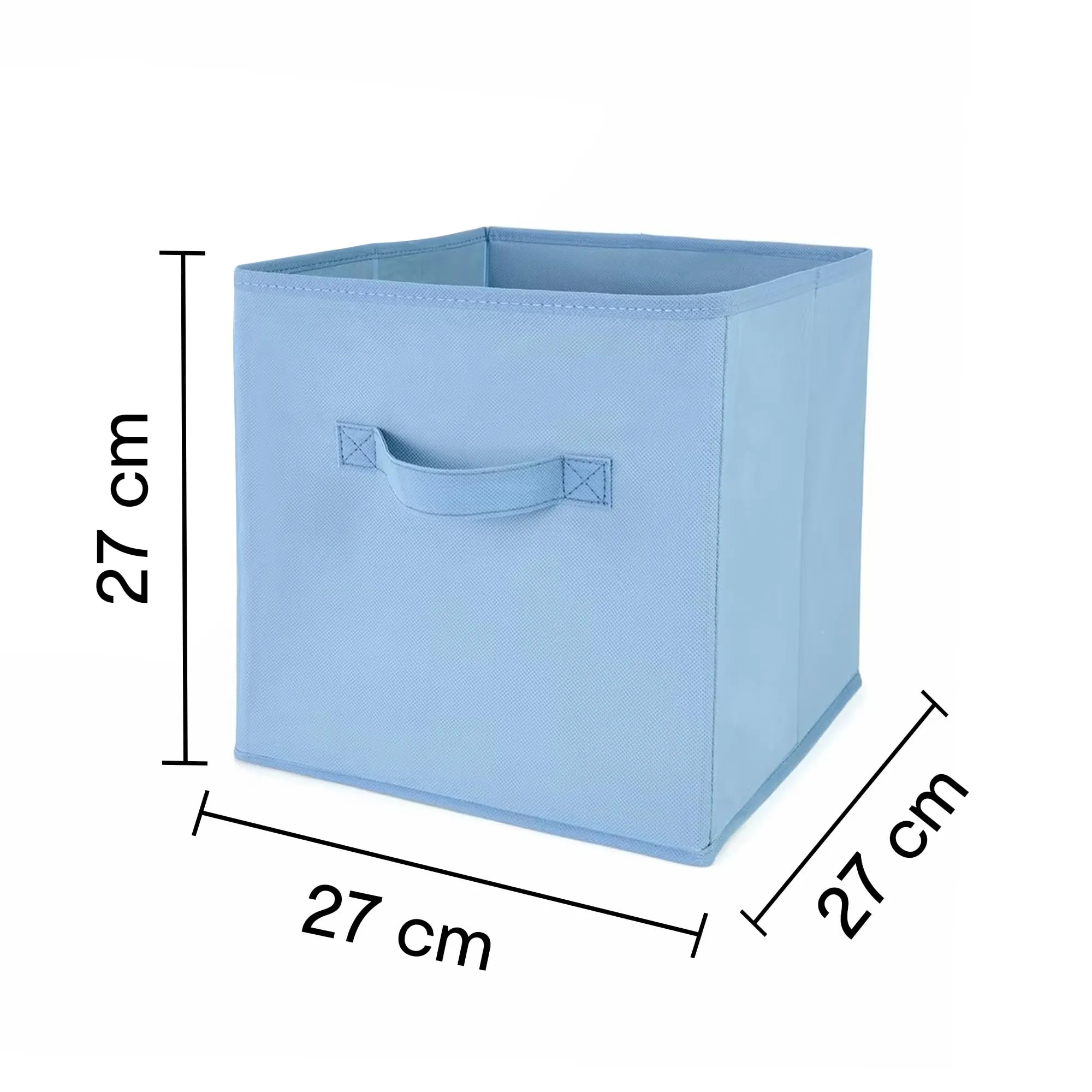 Anko Large Foldable Storage Cube In Set Of 4 |Organizer Basket | Ideal Collapsible Storage Cubes For Home Organiser Kids Toys Box And Wardrobe Clothes Stacker| Blue | 28.1cm L X 27.9cm W X 27.1cm H