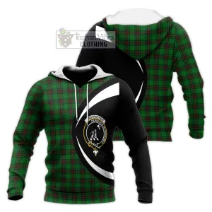 Anstruther Tartan Knitted Hoodie with Family Crest Circle Style