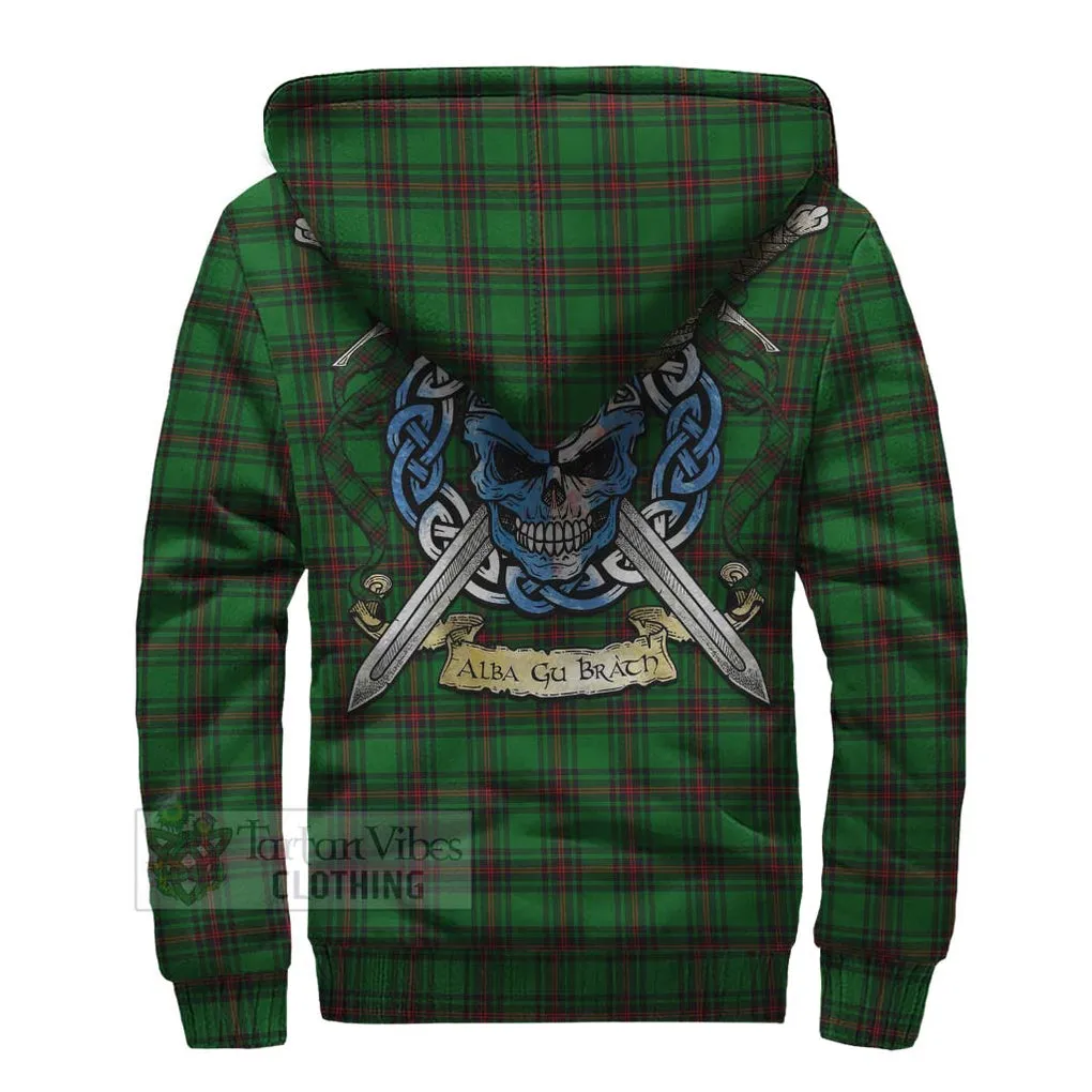 Anstruther Tartan Sherpa Hoodie with Family Crest Celtic Skull Style