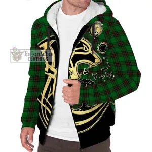 Anstruther Tartan Sherpa Hoodie with Family Crest Celtic Wolf Style