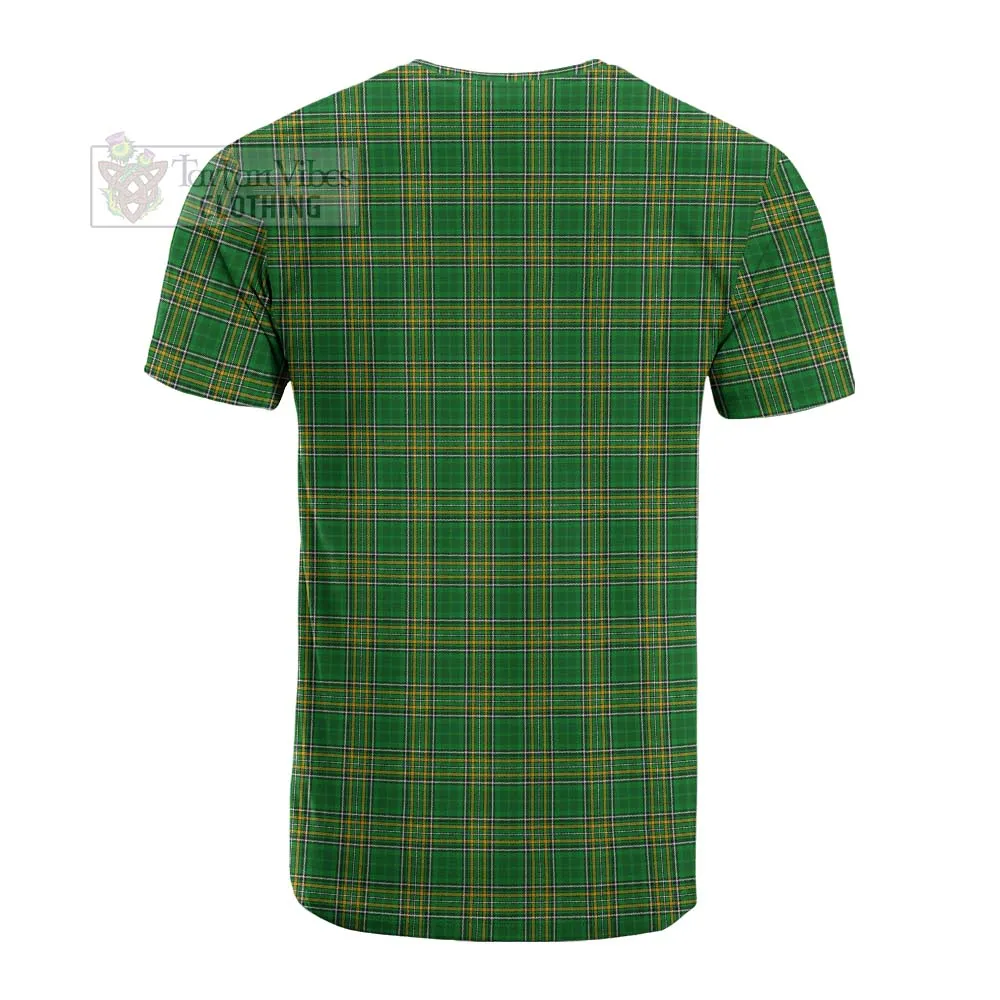 Apsley Irish Clan Tartan Cotton T-shirt with Coat of Arms