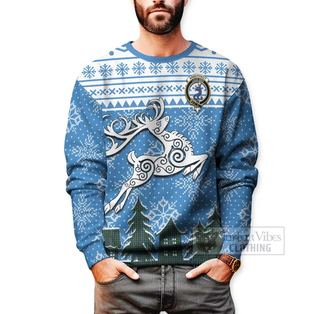 Arbuthnot Clan Christmas Sweatshirt Celtic Reindeer Style