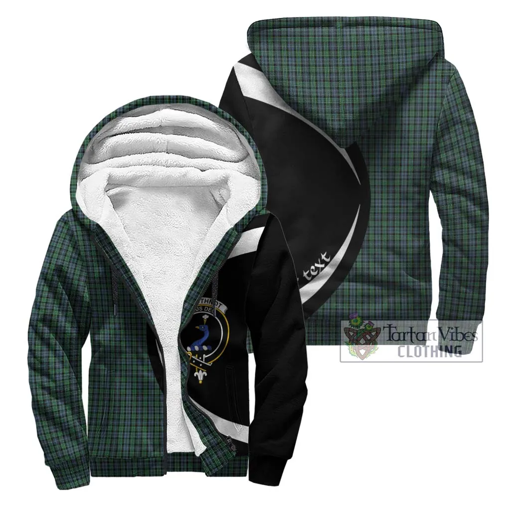 Arbuthnot Tartan Sherpa Hoodie with Family Crest Circle Style