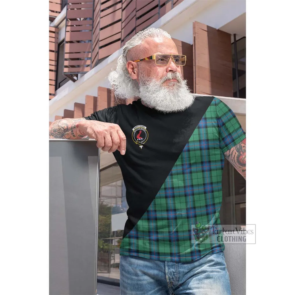 Armstrong Ancient Tartan Cotton T-shirt with Family Crest and Military Logo Style