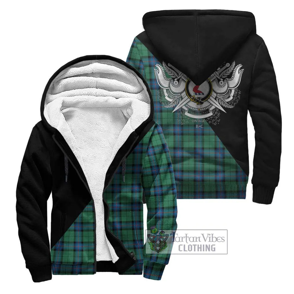 Armstrong Ancient Tartan Sherpa Hoodie with Family Crest and Military Logo Style