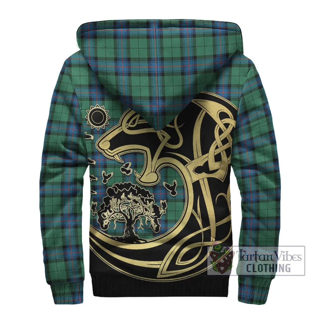 Armstrong Ancient Tartan Sherpa Hoodie with Family Crest Celtic Wolf Style