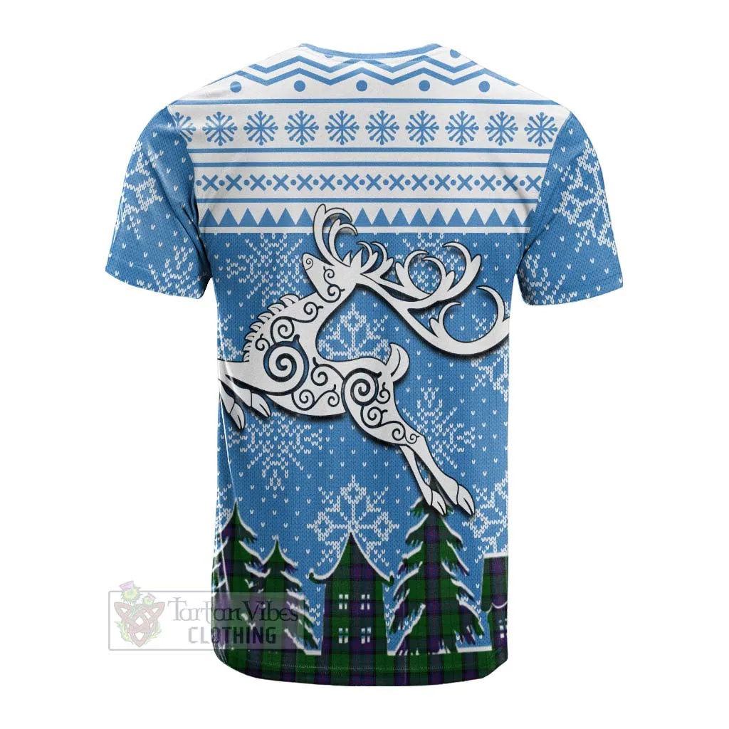 Armstrong Clan Christmas Cotton T-shirt Celtic Reindeer Style