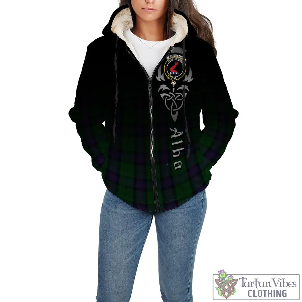 Armstrong Tartan Sherpa Hoodie Featuring Alba Gu Brath Family Crest Celtic Inspired