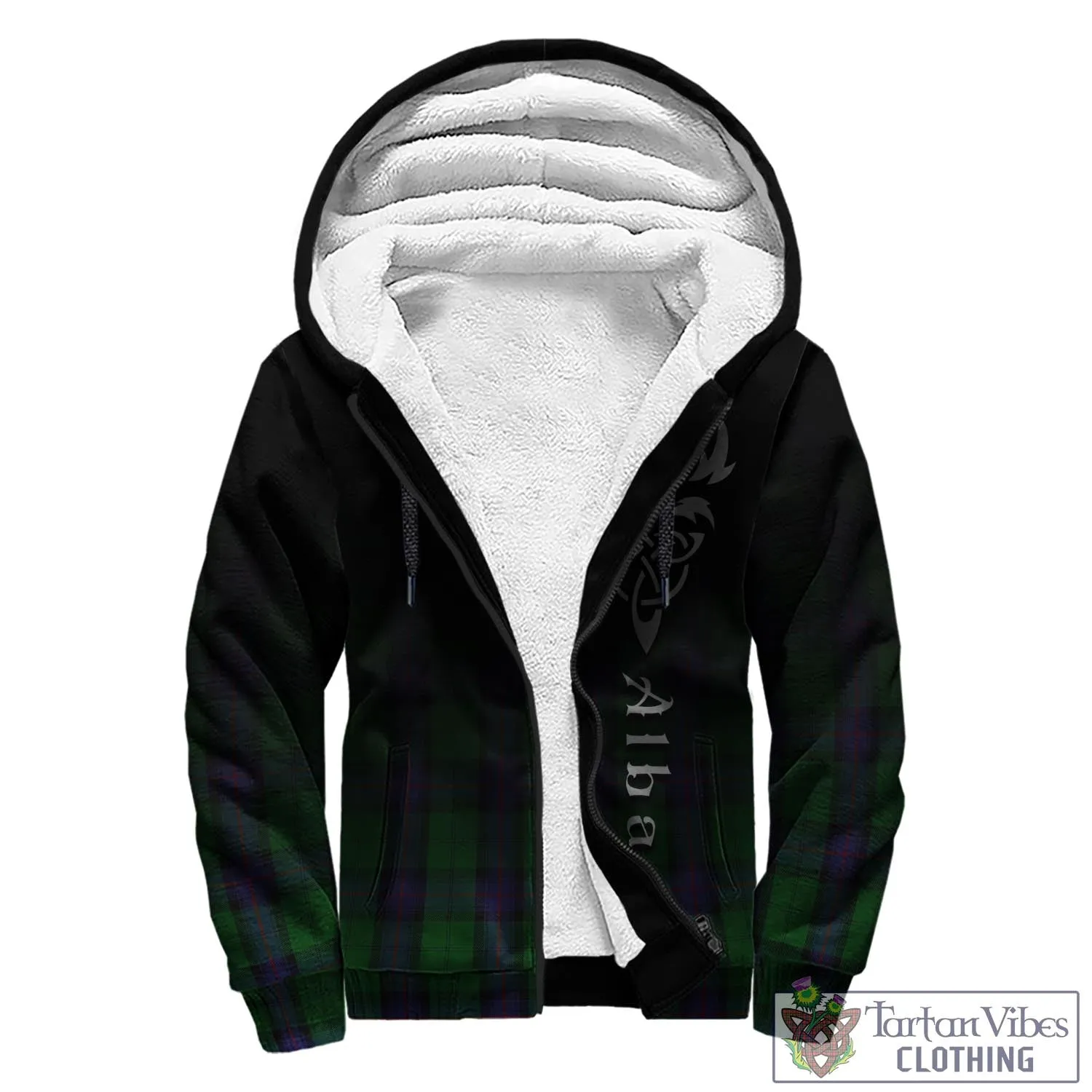 Armstrong Tartan Sherpa Hoodie Featuring Alba Gu Brath Family Crest Celtic Inspired