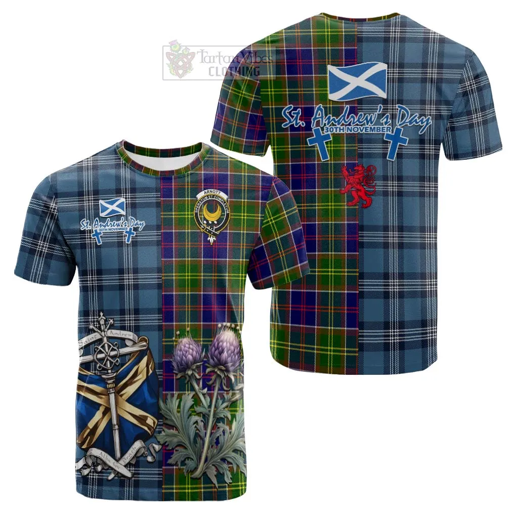 Arnott Tartan Cotton T-shirt Happy St. Andrew's Day Half Tartan Style