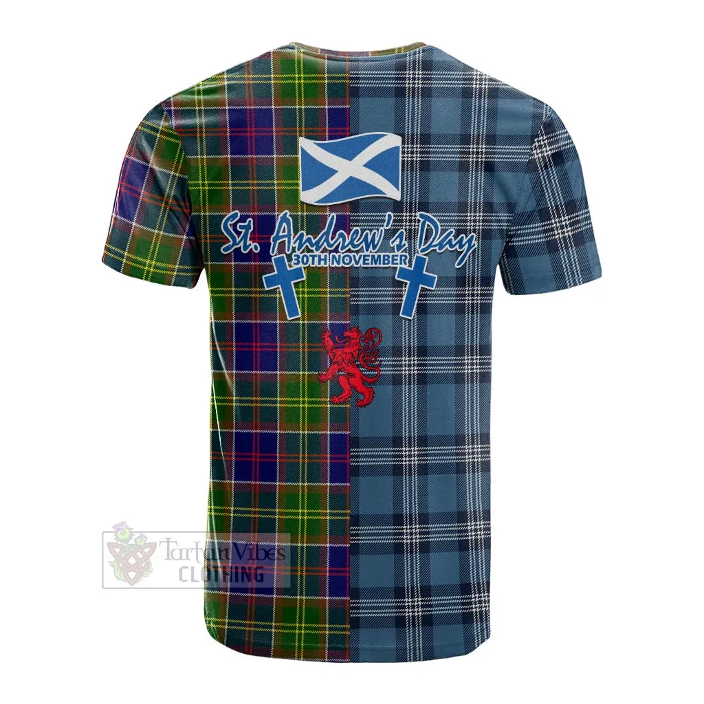 Arnott Tartan Cotton T-shirt Happy St. Andrew's Day Half Tartan Style