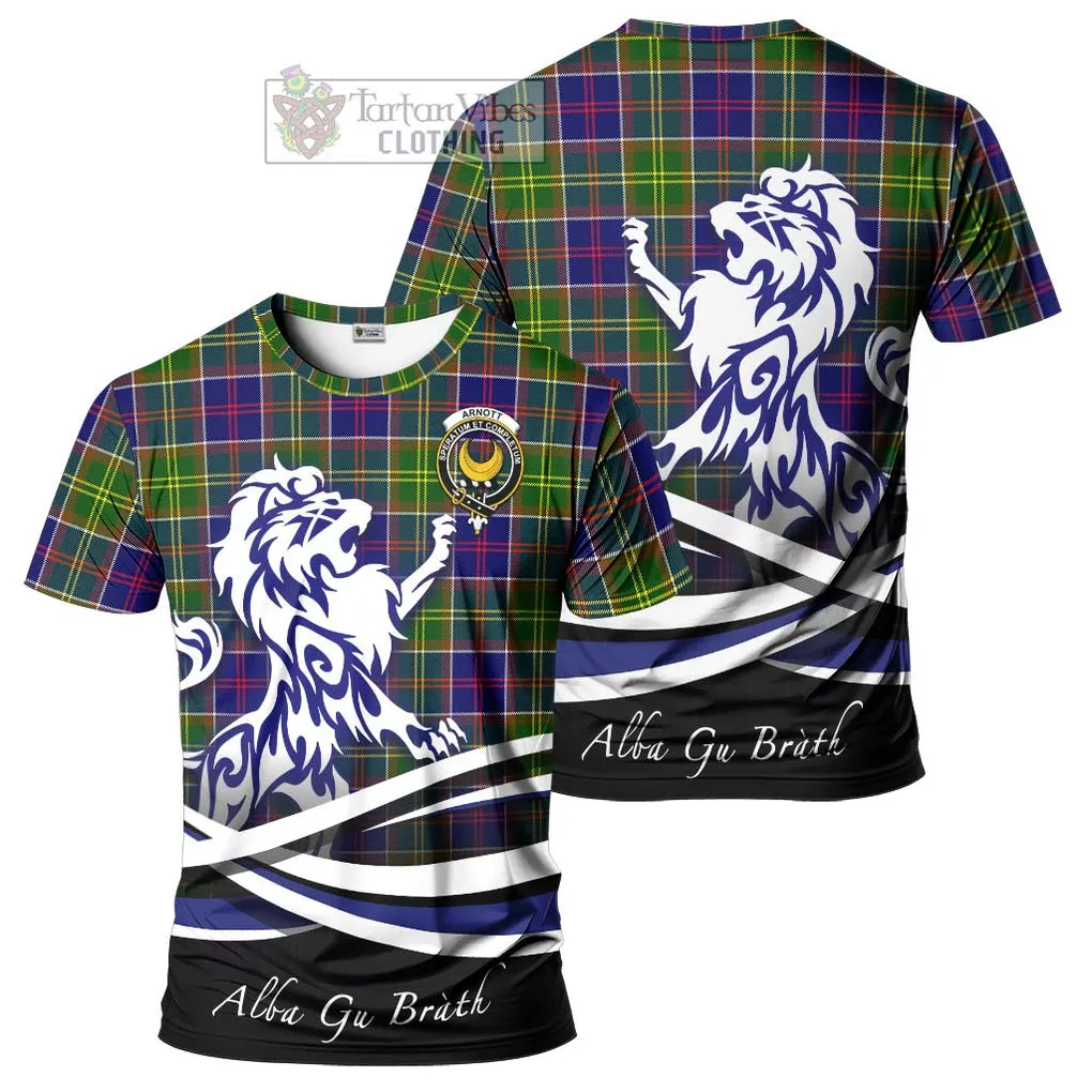 Arnott Tartan Cotton T-shirt with Alba Gu Brath Regal Lion Emblem