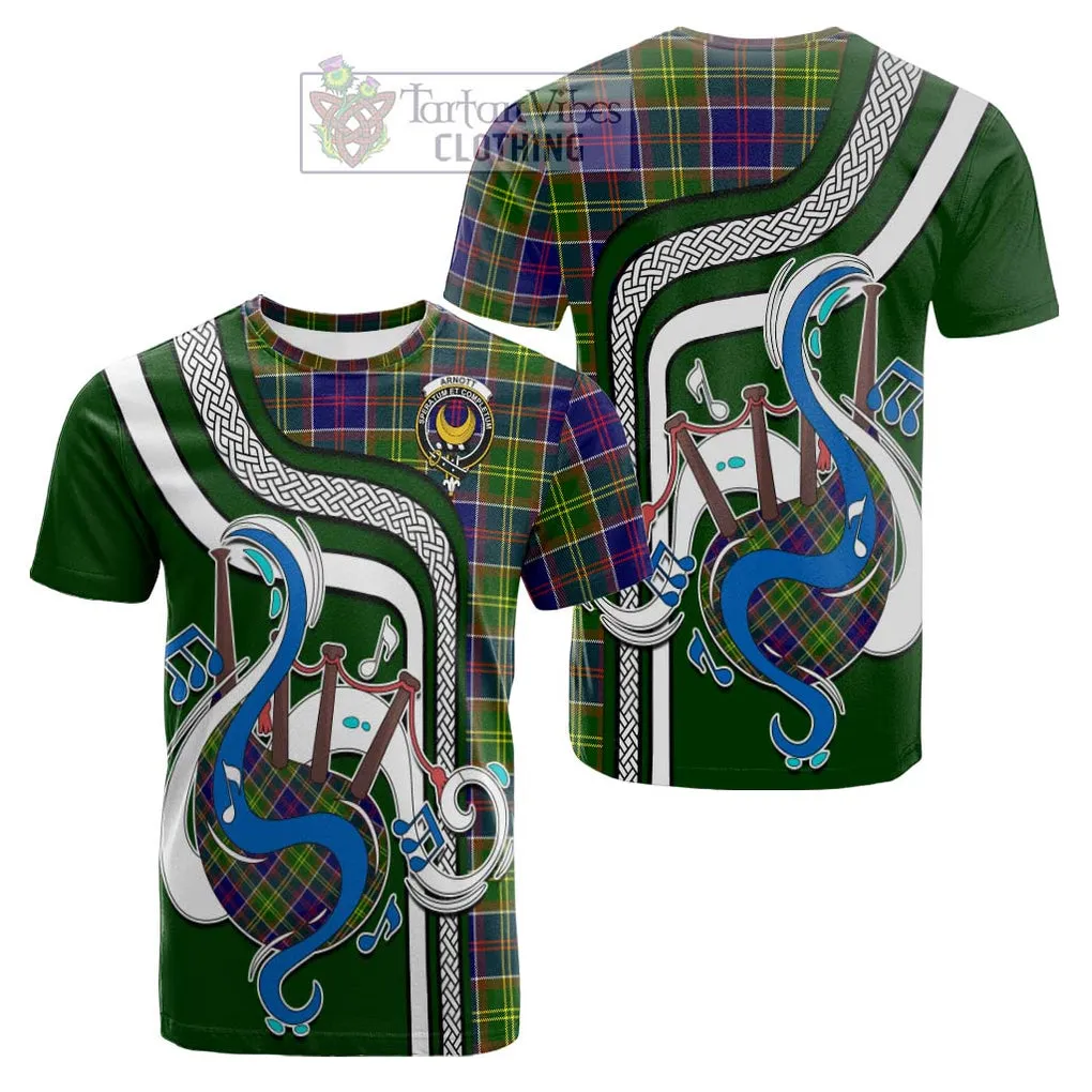 Arnott Tartan Cotton T-shirt with Epic Bagpipe Style