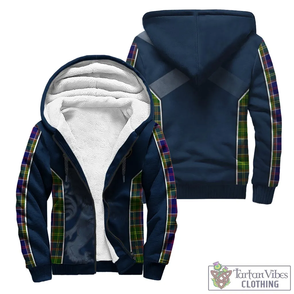 Arnott Tartan Sherpa Hoodie with Family Crest and Lion Rampant Vibes Sport Style