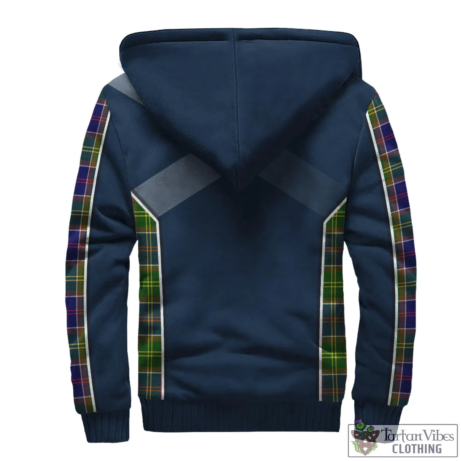 Arnott Tartan Sherpa Hoodie with Family Crest and Lion Rampant Vibes Sport Style