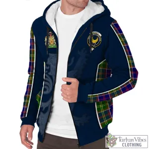 Arnott Tartan Sherpa Hoodie with Family Crest and Lion Rampant Vibes Sport Style