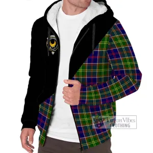 Arnott Tartan Sherpa Hoodie with Family Crest and Military Logo Style