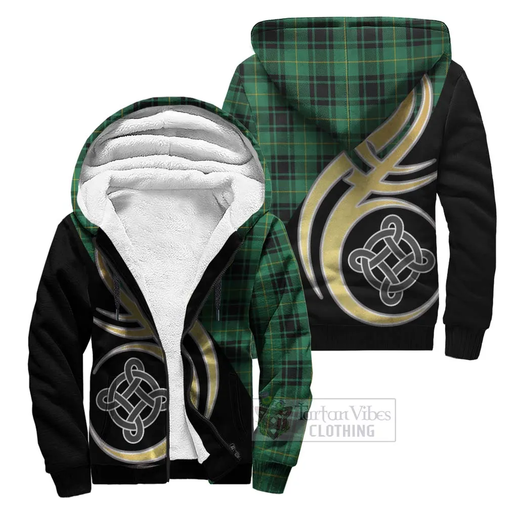 Arthur Ancient Tartan Sherpa Hoodie with Family Crest and Celtic Symbol Style