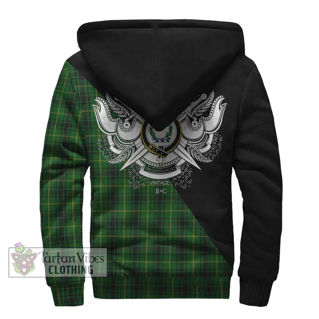 Arthur Tartan Sherpa Hoodie with Family Crest and Military Logo Style