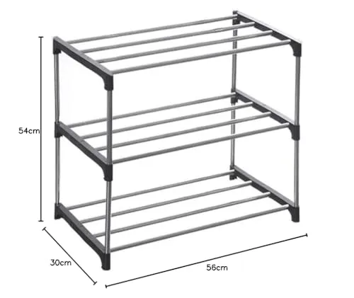 Asian Multipurpose Rustproof, Plastic Shoe Rack, Foldable Wide Storage Rack for Books. Toys, Shoes Easy to Move & Assemble (Rustproof) (Grey)