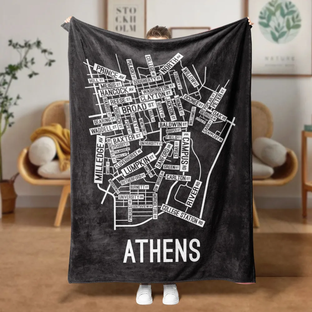 Athens, Georgia Street Map Blanket Freshmen/Graduates Memorial Gifts