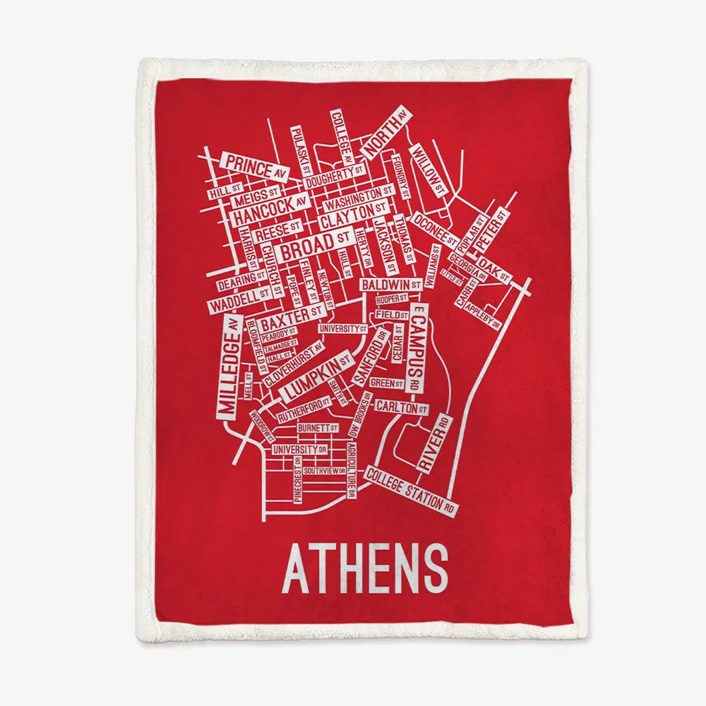 Athens, Georgia Street Map Blanket Freshmen/Graduates Memorial Gifts