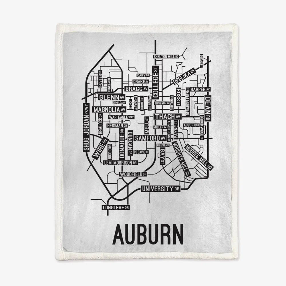 Auburn, Alabama Street Map Blanket Freshmen/Graduates Memorial Gifts