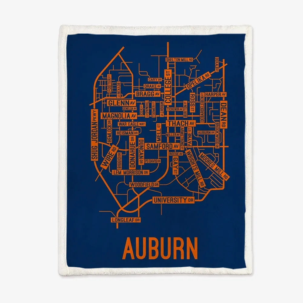 Auburn, Alabama Street Map Blanket Freshmen/Graduates Memorial Gifts