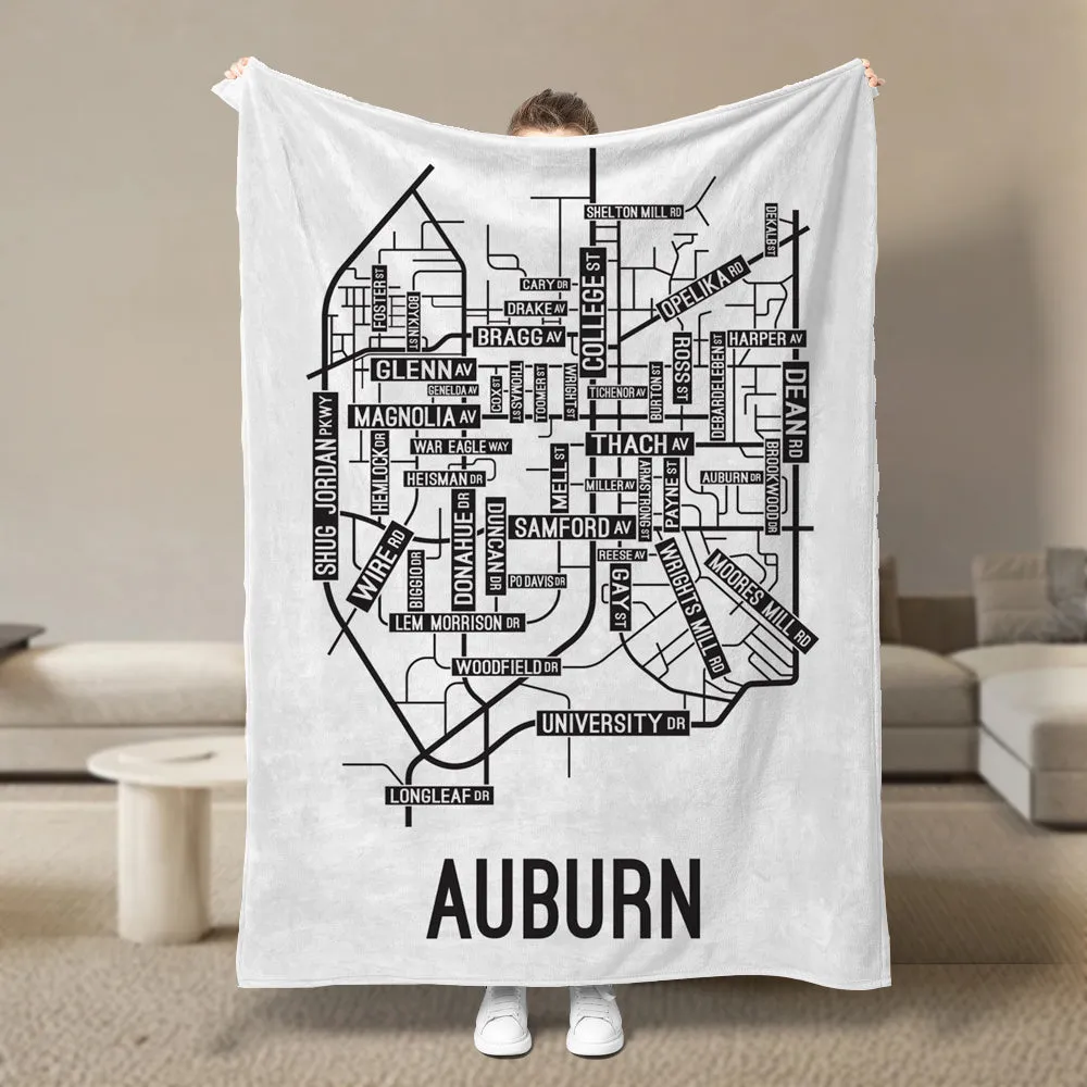 Auburn, Alabama Street Map Blanket Freshmen/Graduates Memorial Gifts