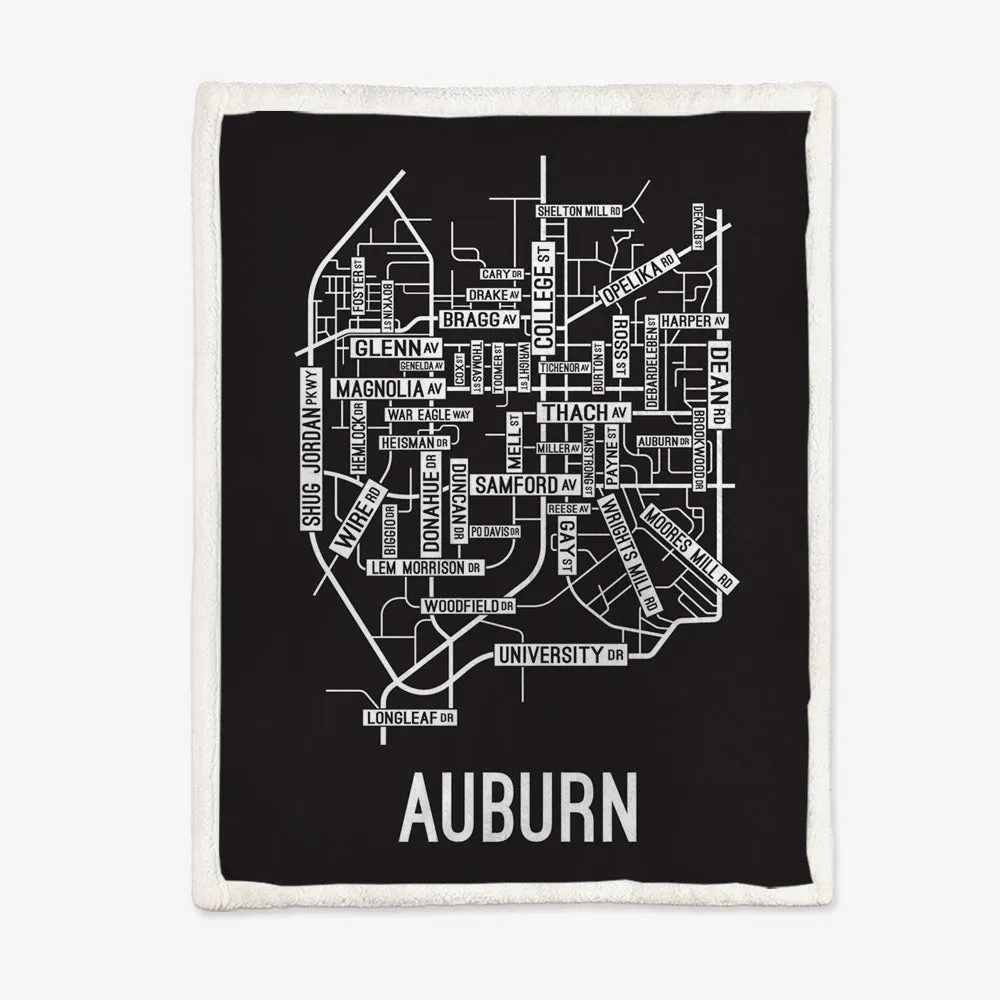 Auburn, Alabama Street Map Blanket Freshmen/Graduates Memorial Gifts