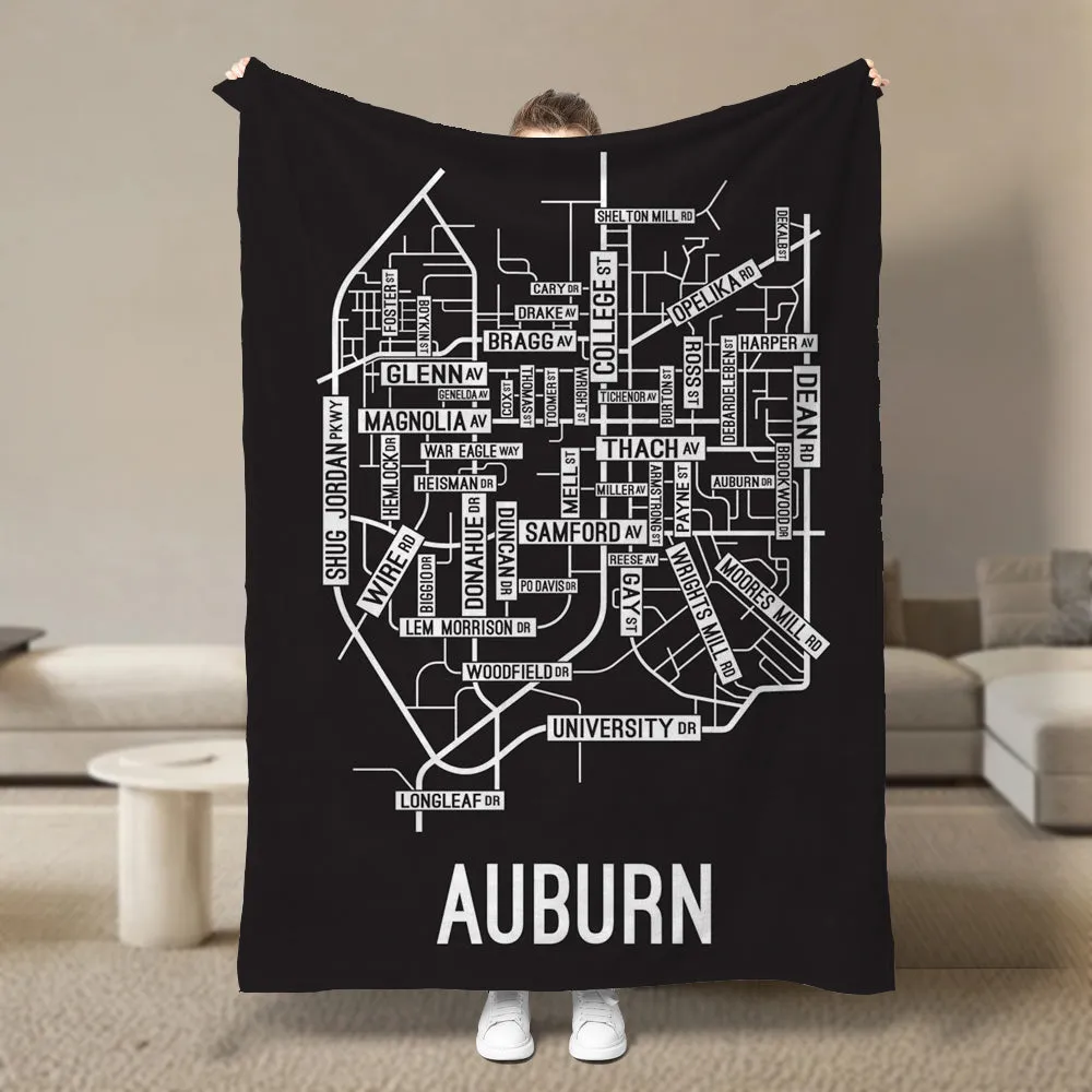 Auburn, Alabama Street Map Blanket Freshmen/Graduates Memorial Gifts