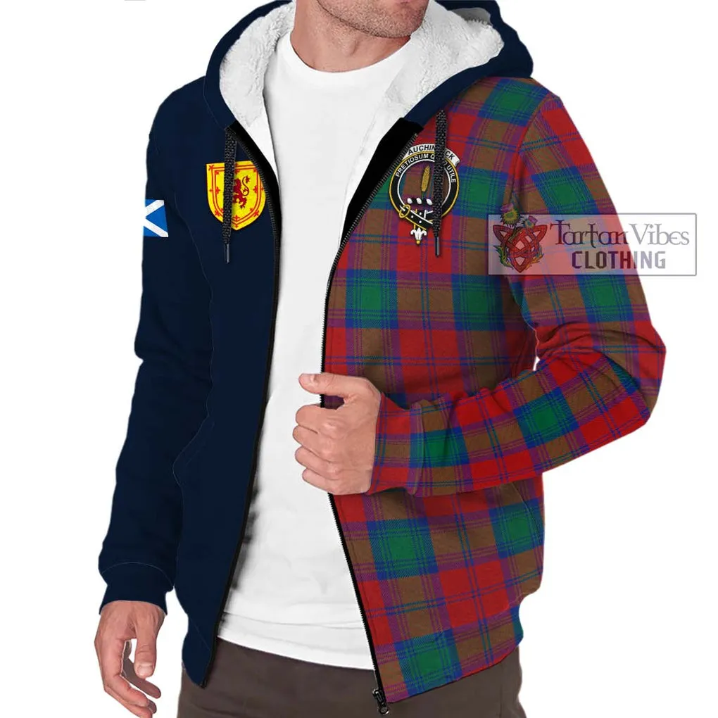 Auchinleck (Affleck) Tartan Sherpa Hoodie Alba with Scottish Lion Royal Arm Half Style