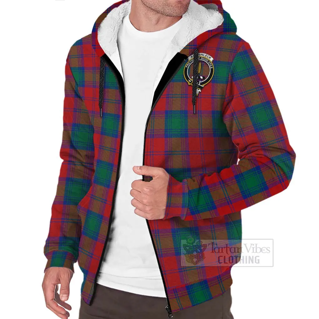 Auchinleck (Affleck) Tartan Sherpa Hoodie with Family Crest Celtic Skull Style