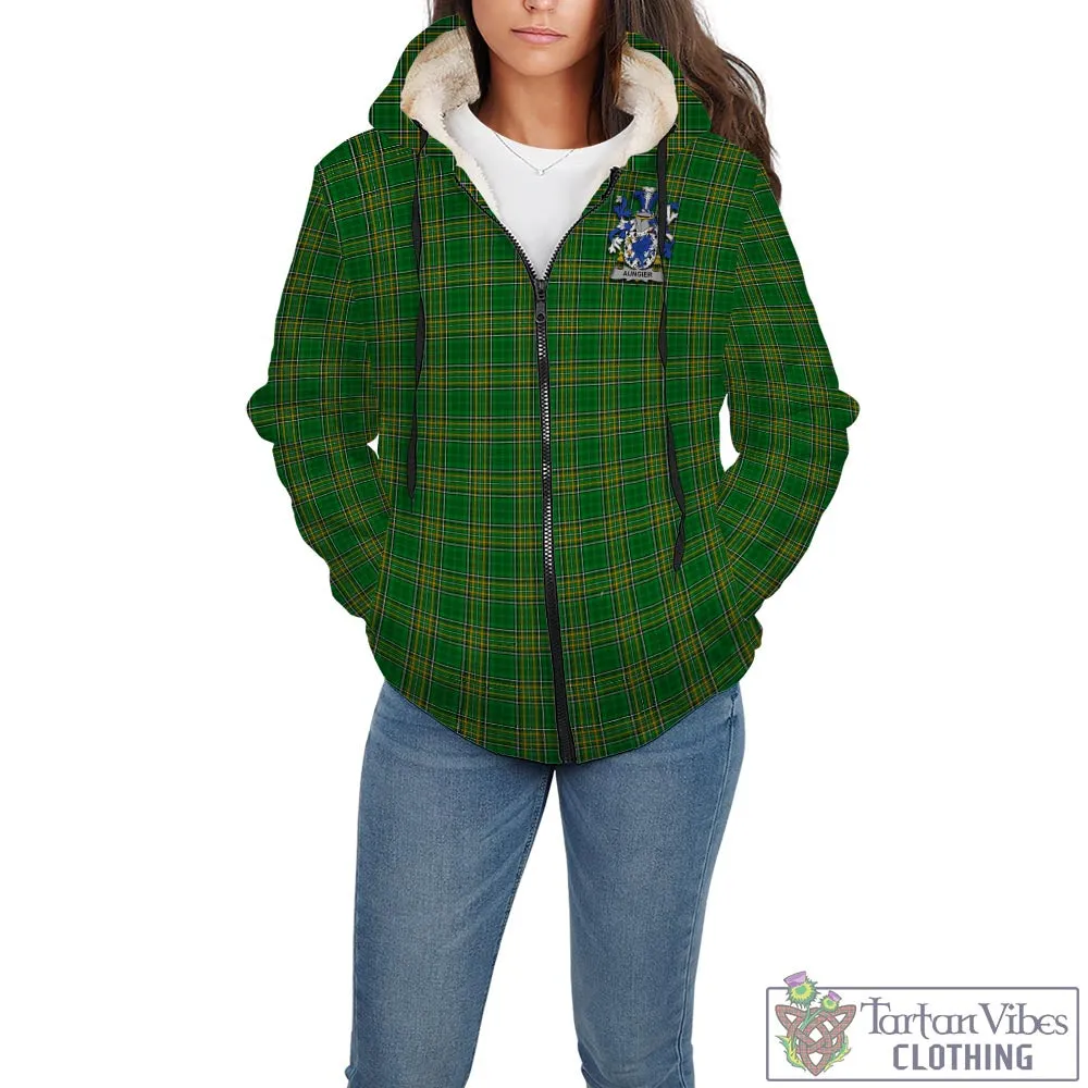 Aungier Irish Clan Tartan Sherpa Hoodie with Coat of Arms