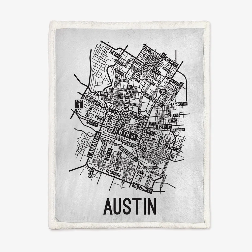 Austin, Texas Street Map Blanket Freshmen/Graduates Memorial Gifts