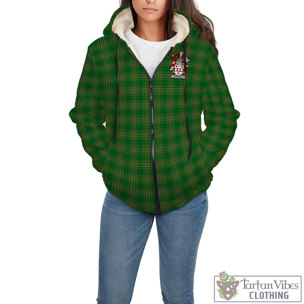 Bagley Irish Clan Tartan Sherpa Hoodie with Coat of Arms