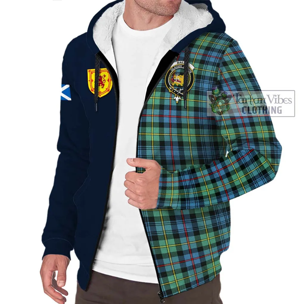 Bailey Ancient Tartan Sherpa Hoodie Alba with Scottish Lion Royal Arm Half Style