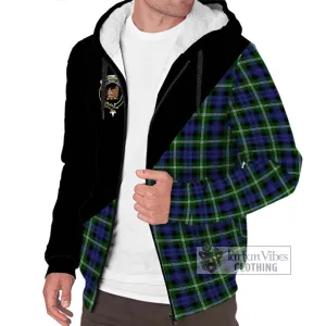 Baillie (Bailey) Tartan Sherpa Hoodie with Family Crest and Military Logo Style