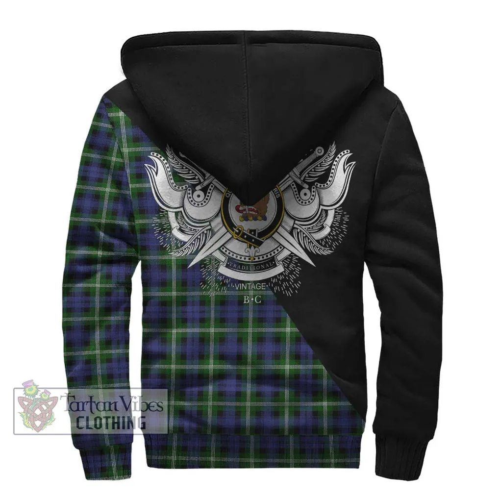 Baillie (Bailey) Tartan Sherpa Hoodie with Family Crest and Military Logo Style