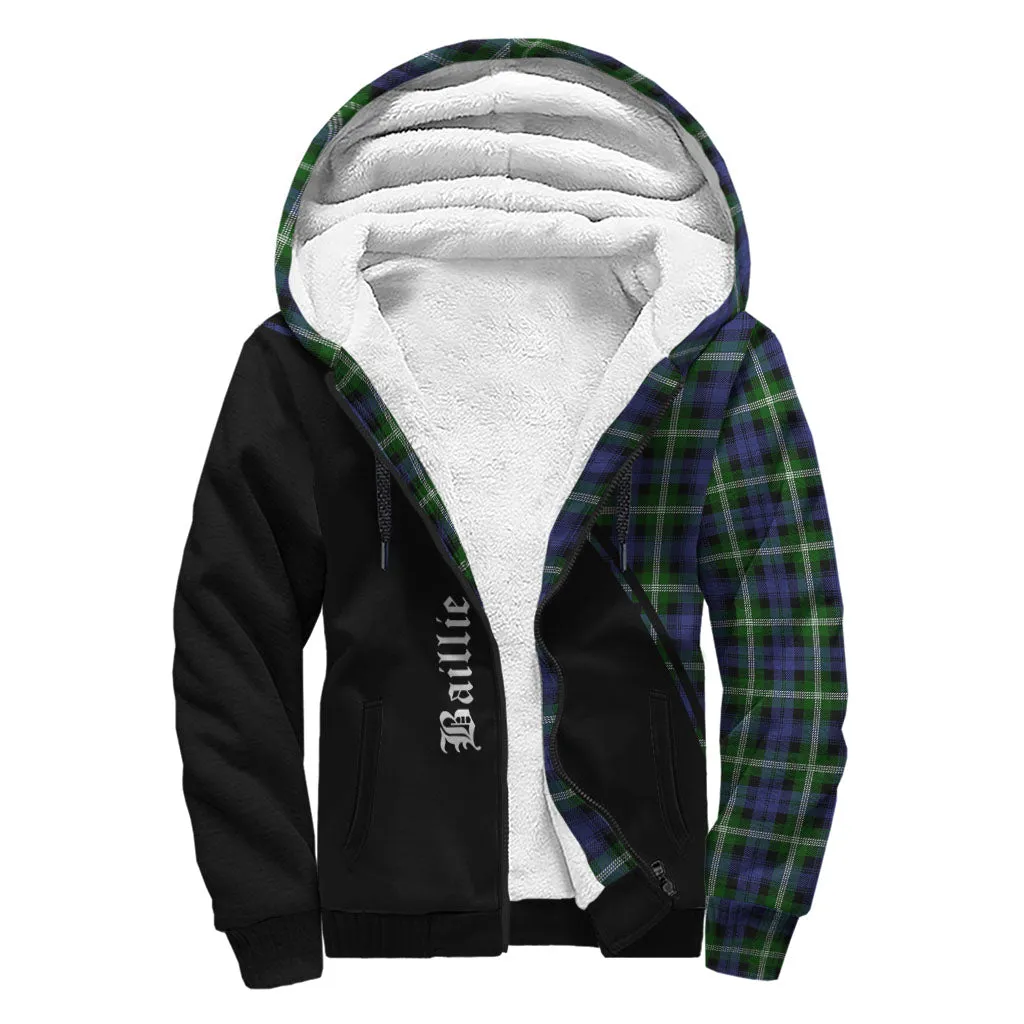 Baillie (Bailey) Tartan Sherpa Hoodie with Family Crest Curve Style