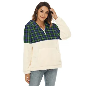 Baillie (Bailey) Tartan Women's Borg Fleece Hoodie With Half Zip