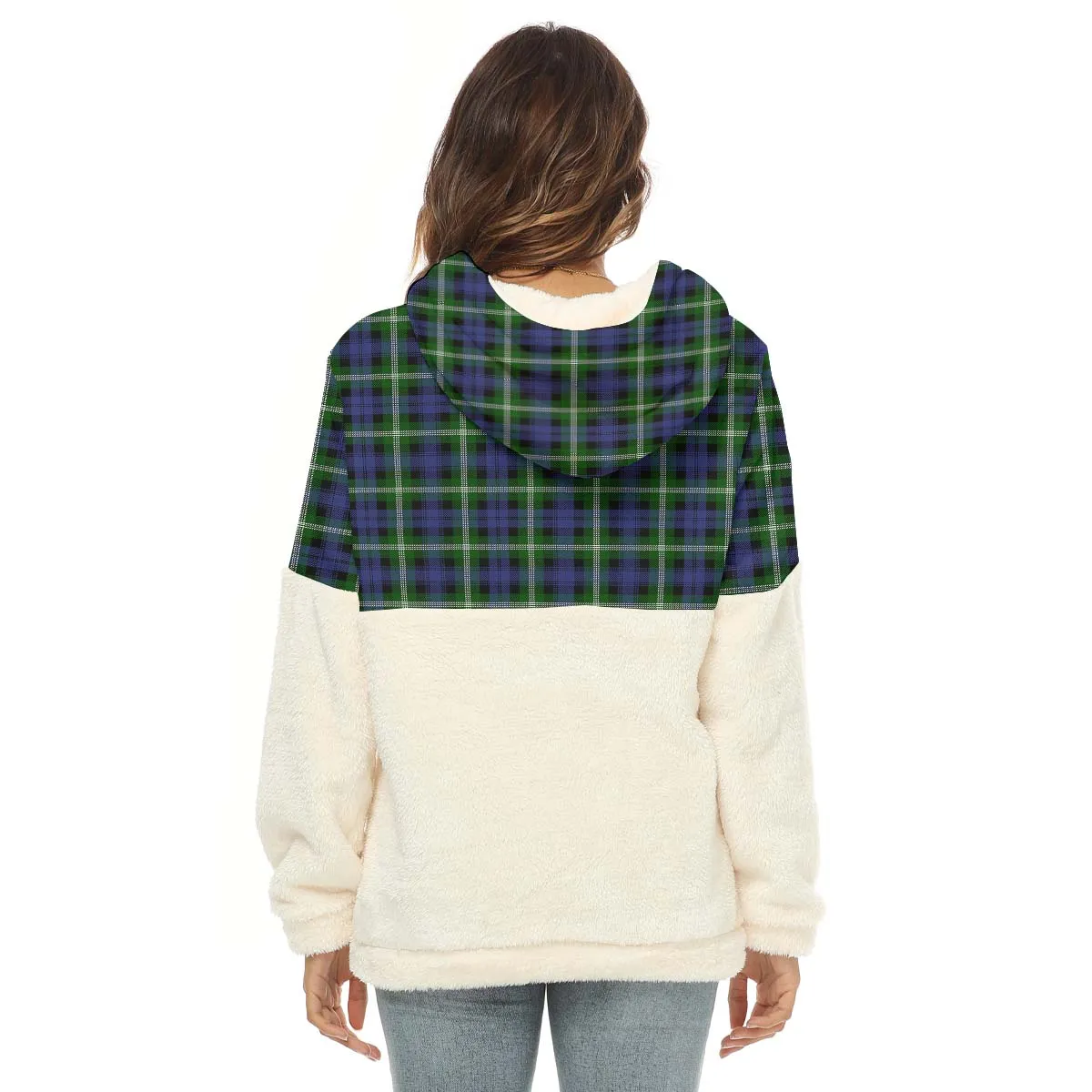 Baillie (Bailey) Tartan Women's Borg Fleece Hoodie With Half Zip