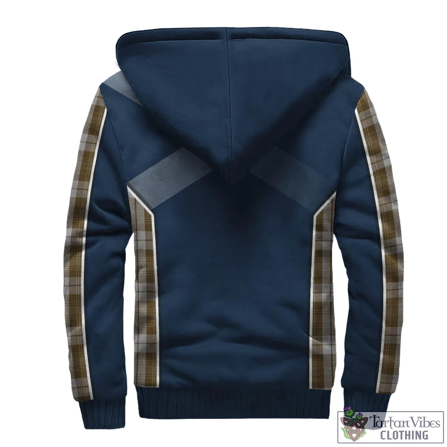 Baillie Dress Tartan Sherpa Hoodie with Family Crest and Scottish Thistle Vibes Sport Style