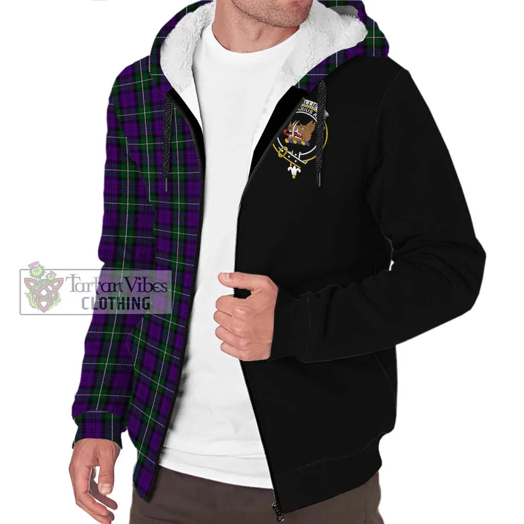 Baillie Highland Society Tartan Sherpa Hoodie with Family Crest and Half Of Me Style