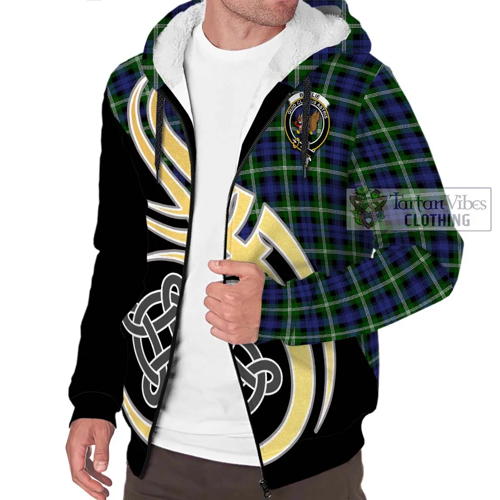 Baillie of Polkemmet Tartan Sherpa Hoodie with Family Crest and Celtic Symbol Style