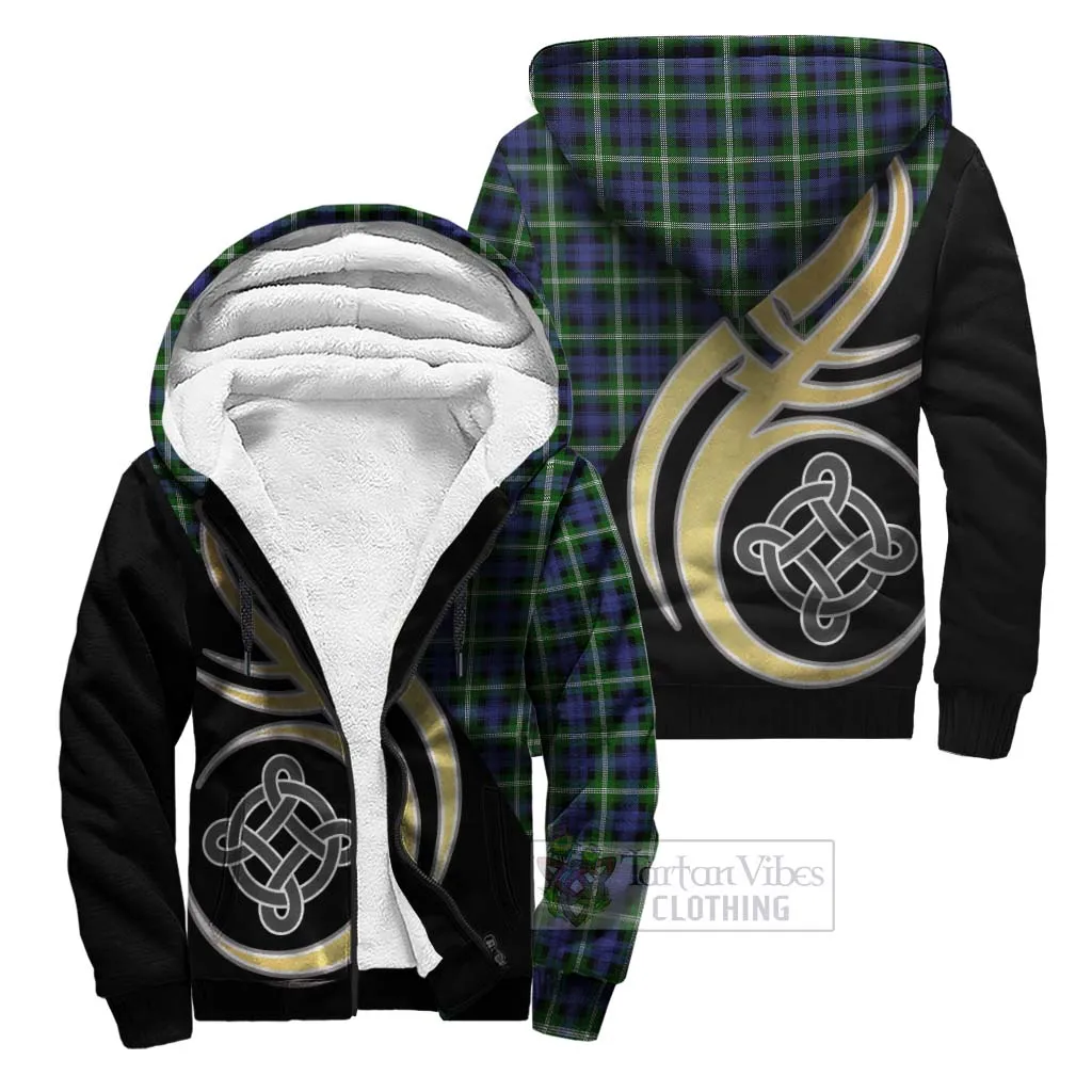 Baillie of Polkemmet Tartan Sherpa Hoodie with Family Crest and Celtic Symbol Style