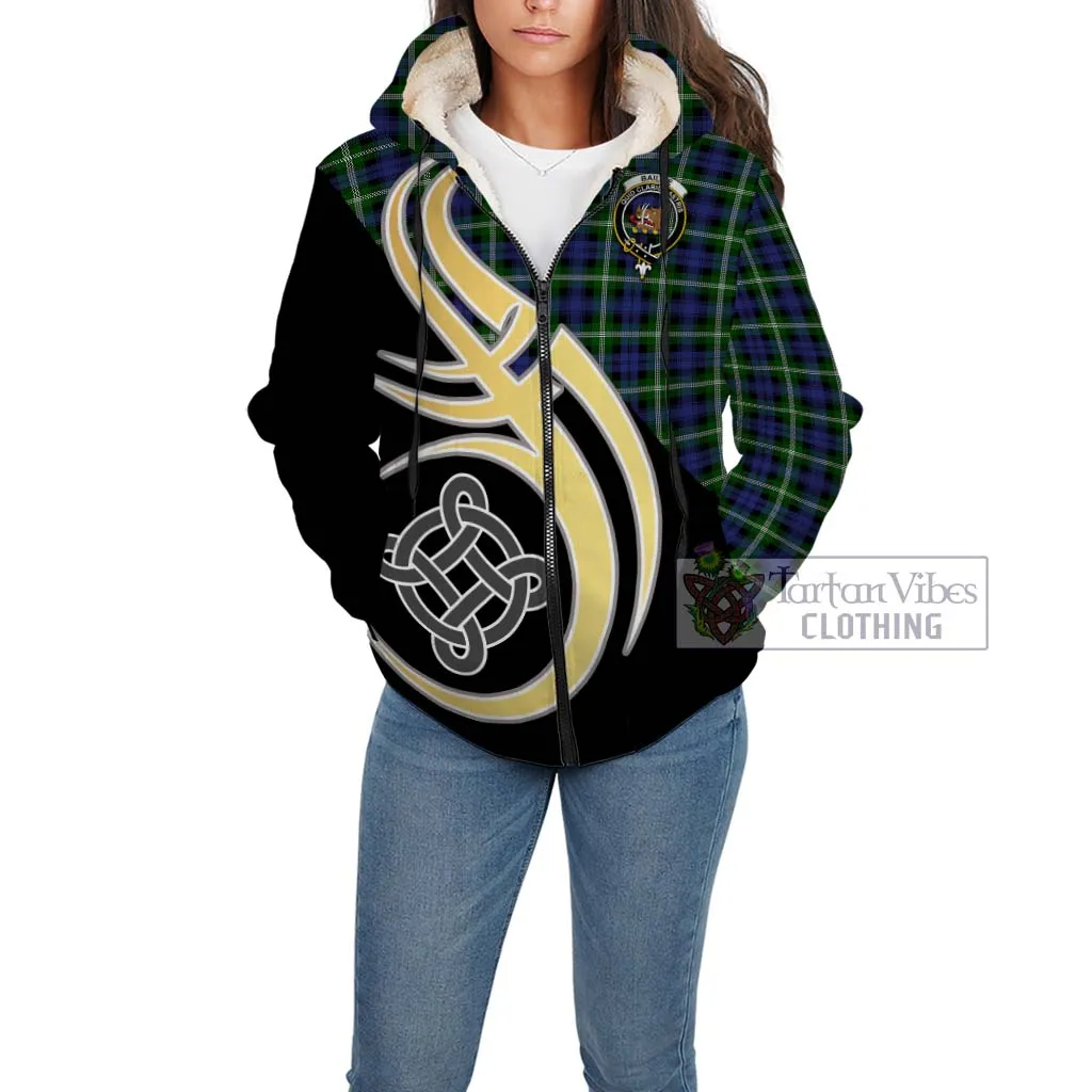 Baillie of Polkemmet Tartan Sherpa Hoodie with Family Crest and Celtic Symbol Style